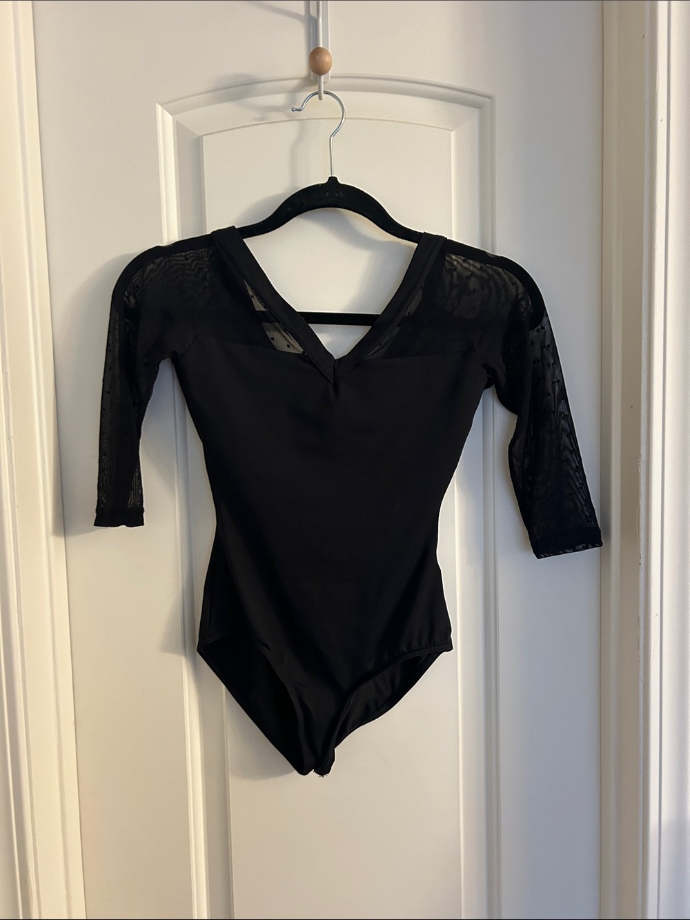 Black Mesh Long Sleeve Ballet Dance Leotard (SW2)